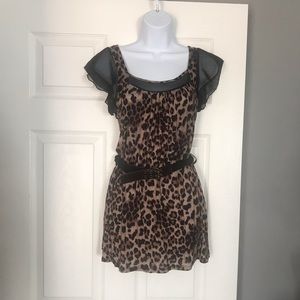 Romeo & Juliet Couture Leopard Print Belted Dress